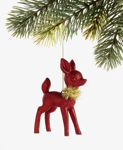 Holiday Lane Christmas Glitters Red Deer With Scarf Ornament, Macy's Exclusive