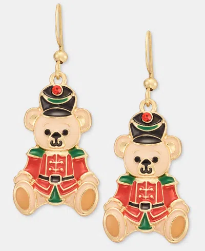 Holiday Lane Christmas Nutcracker Teddy Bear Drop Earrings, Macy's Exclusive In Multi