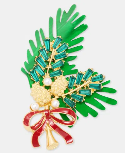 Holiday Lane Christmas Pine Branch Pin, Macy's Exclusive In Multi