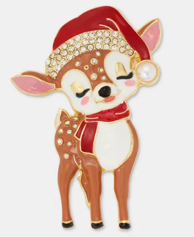 Holiday Lane Christmas Reindeer Pin, Macy's Exclusive In Multi