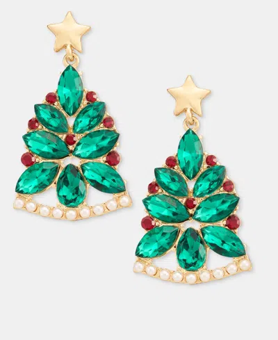 Holiday Lane Christmas Tree Post Drop Earrings, Macy's Exclusive In Multi