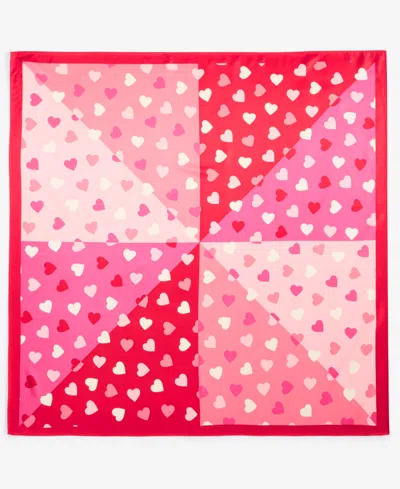 Holiday Lane Colorblock Hearts Square Scarf, Exclusively At Macy's In Pink