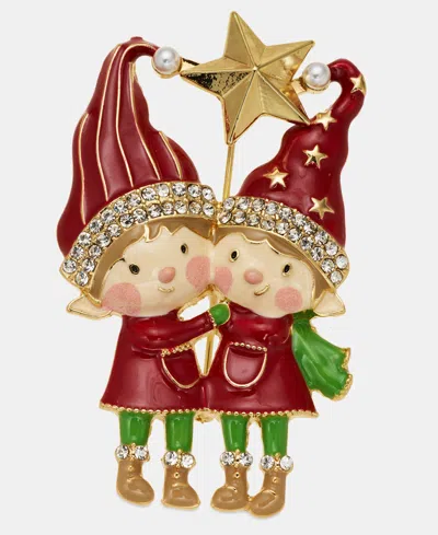 Holiday Lane Crystal & Imitation Pearl Elf Pin, Macy's Exclusive In Multi