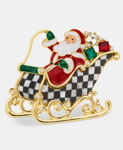 Holiday Lane Crystal & Imitation Pearl Santa Sleigh Pin, Macy's Exclusive In Multi