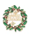 Holiday Lane Crystal Wreath Pin, Created For Macy's In Multi