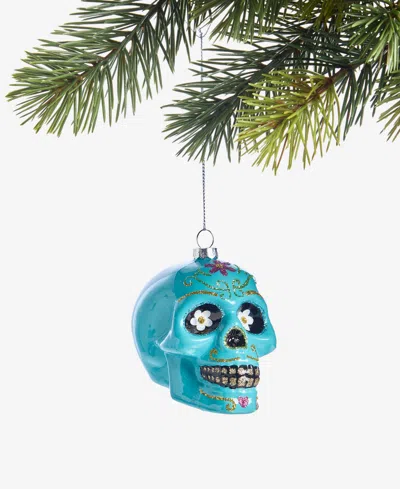 Holiday Lane Day Of The Dead Glass Skull Ornament, Macy's Exclusive In Multi