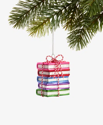 Holiday Lane Eclectic Charm Glass Book Stack Ornament, Macy's Exclusive In Multi