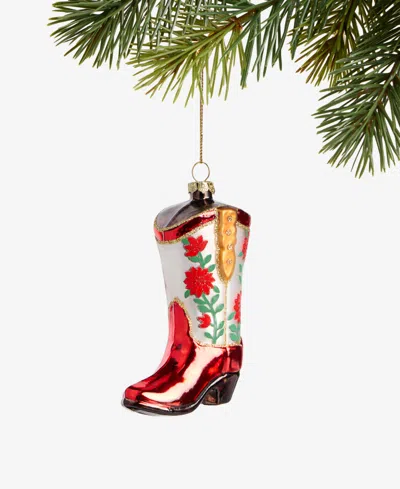 Holiday Lane Eclectic Charm Glass Cowboy Boot Ornament, Macy's Exclusive In Transparent