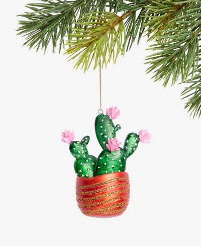 Holiday Lane Eclectic Charm Glass Potted Cactus Ornament, Macy's Exclusive In Transparent