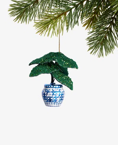 Holiday Lane Eclectic Charm Glass Potted House Plant Ornament, Macy's Exclusive In Transparent