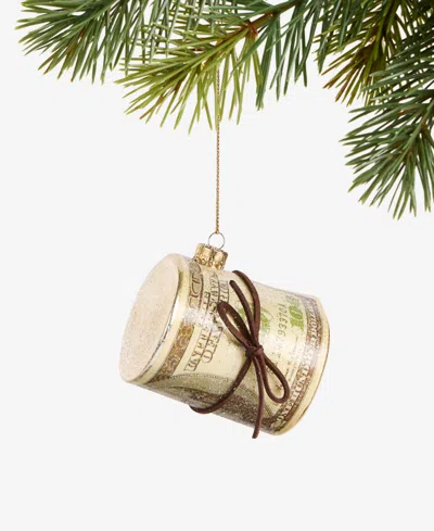 Holiday Lane Eclectic Charm Glass Rolled $100 Bill Ornament, Macy's Exclusive In Transparent