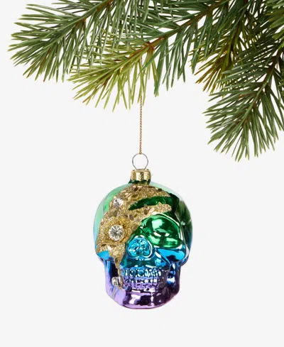 Holiday Lane Eclectic Charm Rainbow Skull Ornament, Macy's Exclusive In Transparent