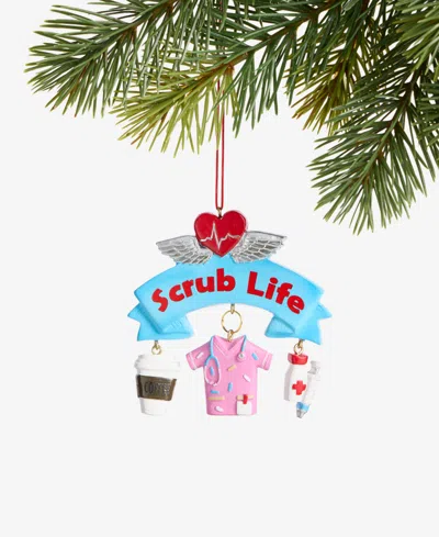 Holiday Lane Eclectic Charm Scrub Life Nurse Ornament, Macy's Exclusive In Transparent