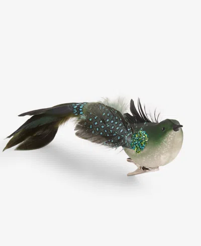 Holiday Lane Enchanted Emerald Feathered Bird Clip Ornament, Macy's Exclusive In Green