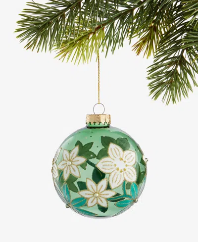 Holiday Lane Enchanted Emerald Glass Ball Ornament, Macy's Exclusive In Transparent