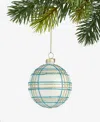 Holiday Lane Enchanted Emerald Glass Plaid Ball Ornament, Macy's Exclusive In Transparent