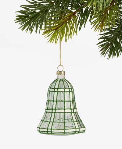 Holiday Lane Enchanted Emerald Glittered Glass Bell Ornament, Macy's Exclusive In Transparent