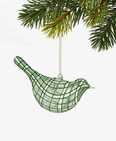 Holiday Lane Enchanted Emerald Glittered Glass Bird Ornament, Macy's Exclusive In Transparent