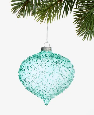 Holiday Lane Enchanted Emerald Green Dotted Onion Ornament, Macy's Exclusive In Blue