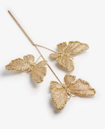Holiday Lane Enchanted Forest Butterfly Pick Ornament, Macy's Exclusive In Gold