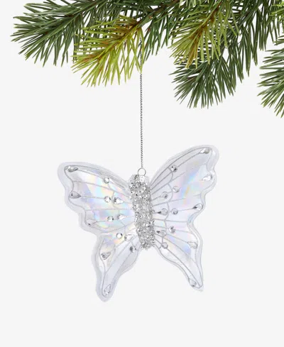 Holiday Lane Enchanted Forest Glass Butterfly Embellished Ornament, Macy's Exclusive In White