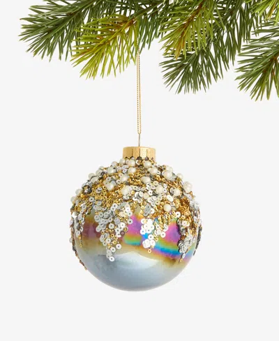 Holiday Lane Enchanted Forest Glass Embellished Ball Ornament, Macy's Exclusive In Transparent