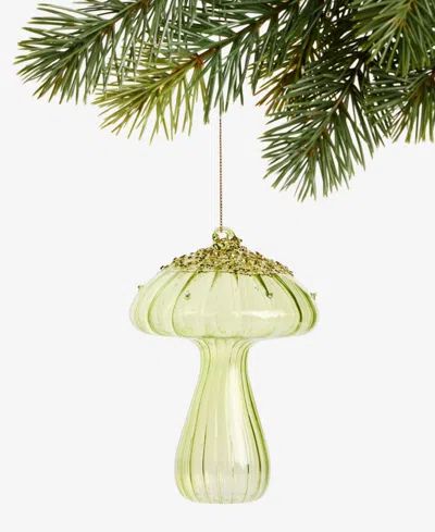 Holiday Lane Enchanted Forest Glass Mushroom Ornament, Macy's Exclusive In Green