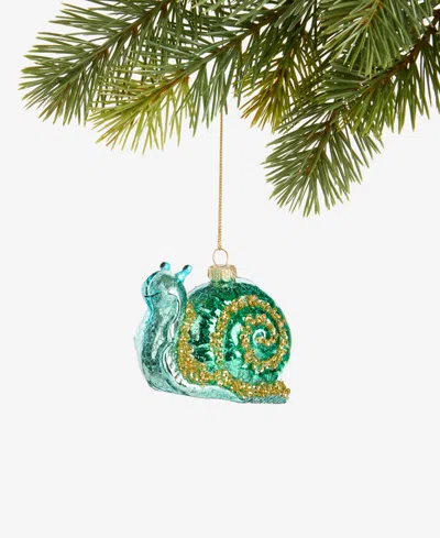 Holiday Lane Enchanted Forest Glass Snail Ornament, Macy's Exclusive In Green
