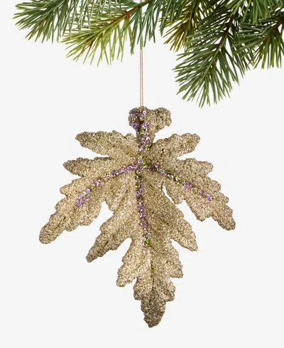 Holiday Lane Enchanted Forest Glitter Leaf Ornament, Macy's Exclusive In Transparent