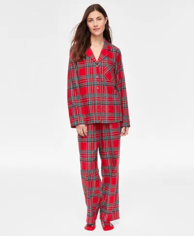 Holiday Lane Women's Brinkley Plaid Notch Collar Matching Family Pajamas Set, Created For Macy's