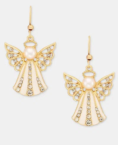 Holiday Lane Faux Pearl Angel Drop Earrings, Macy's Exclusive In Gold