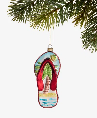Holiday Lane Florida Glass Beach Flip-flop Ornament, Macy's Exclusive In Transparent