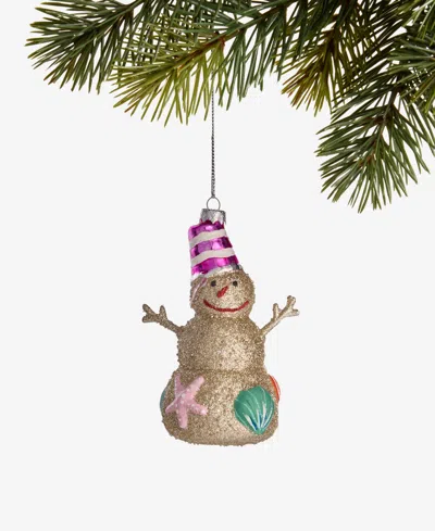 Holiday Lane Florida Glass Beach Snowman Ornament, Macy's Exclusive In Transparent