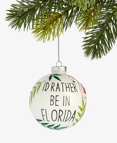 Holiday Lane Florida Glass Glittered Ball Ornament, Macy's Exclusive In Transparent