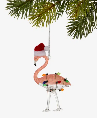 Holiday Lane Florida Santa Flamingo Glittered Ornament, Macy's Exclusive In Transparent