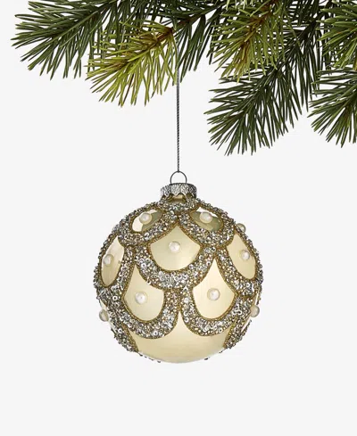 Holiday Lane Gilded Glamour Beaded Ball Ornament, Macy's Exclusive In Transparent