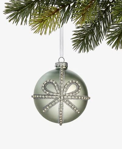 Holiday Lane Gilded Glamour Beaded Bow Ball Ornament, Macy's Exclusive In Green
