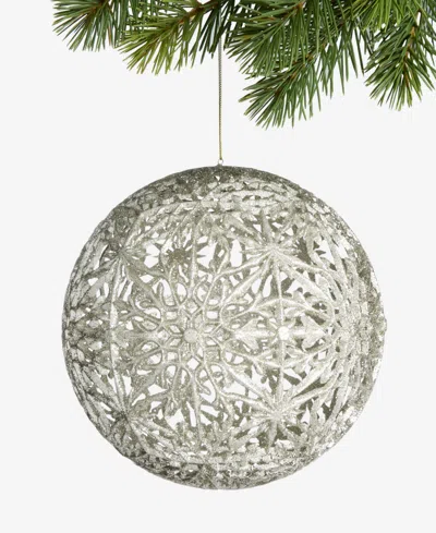 Holiday Lane Gilded Glamour Glitter Ball Ornament, Macy's Exclusive In Gray