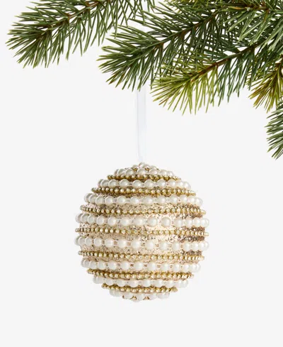 Holiday Lane Gilded Glamour Pearl Stripe Ball Ornament, Macy's Exclusive In Transparent