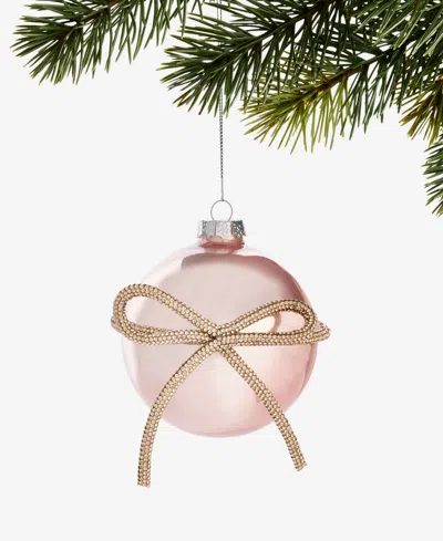 Holiday Lane Gilded Glamour Pink Gem Bow Ball Ornament, Macy's Exclusive In Transparent