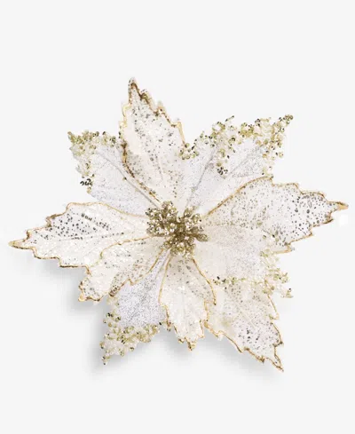 Holiday Lane Gilded Glamour White Poinsettia Clip Ornament, Macy's Exclusive In Transparent