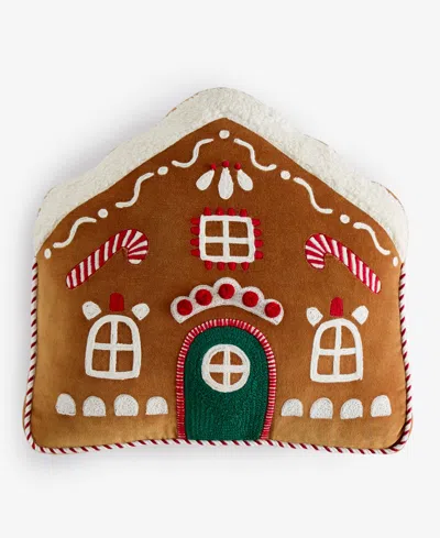 Holiday Lane Gingerbread House Decorative Pillow, 16" X 16", Exclusively For Macy's