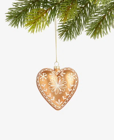 Holiday Lane Gingerbread Village Glass Heart Ornament, Macy's Exclusive In Transparent