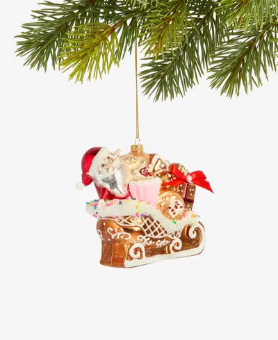 Holiday Lane Gingerbread Village Glass Santa's Sweet Sleigh Ornament, Macy's Exclusive In Multi