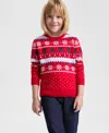 Holiday Lane Girls Fair Isle Sweater, Macy's Exclusive In Red