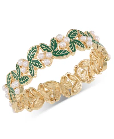 Holiday Lane Gold-tone Holly Stretch Bracelet, Created For Macy's In Multi