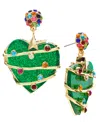 Holiday Lane Gold-tone Multicolor Pave Glitter Heart Drop Earrings, Created For Macy's In Multi