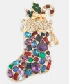 Holiday Lane Gold-tone Multicolor Stone Stocking Pin In Multi