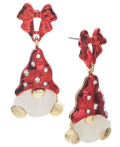 Holiday Lane Gold-tone Pave Gnome Drop Earrings, Created For Macy's In Multi