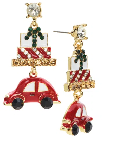 Holiday Lane Gold-tone Presents & Car Drop Earrings, Created For Macy's In Multi